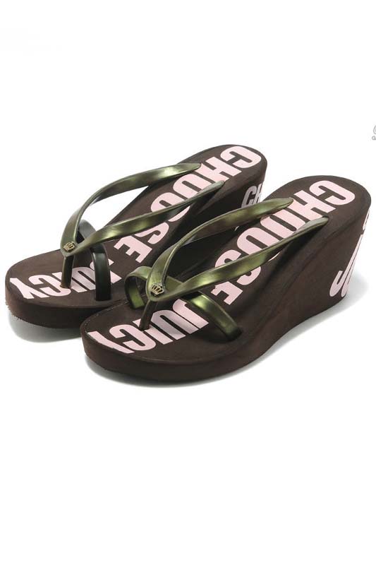 Juicy Couture High Wedges Flip Flops Coffee